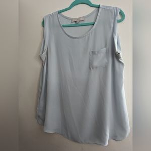 Loft very light blue sheer sleeveless top wz L
